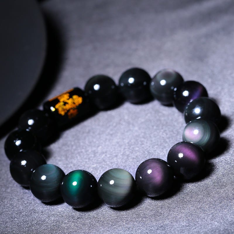 "Sending Balance and Protection" Rainbow Obsidian Bracelet Includes Gift Message Card