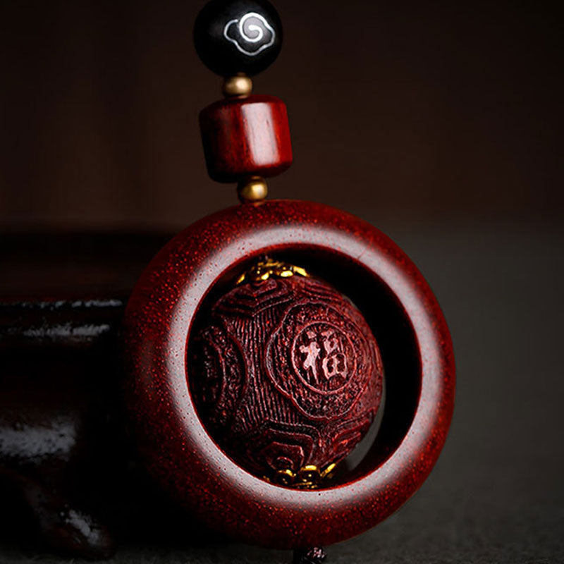 Tibetan Small Leaf Red Sandalwood Ebony Luck Protection Rotation Decoration