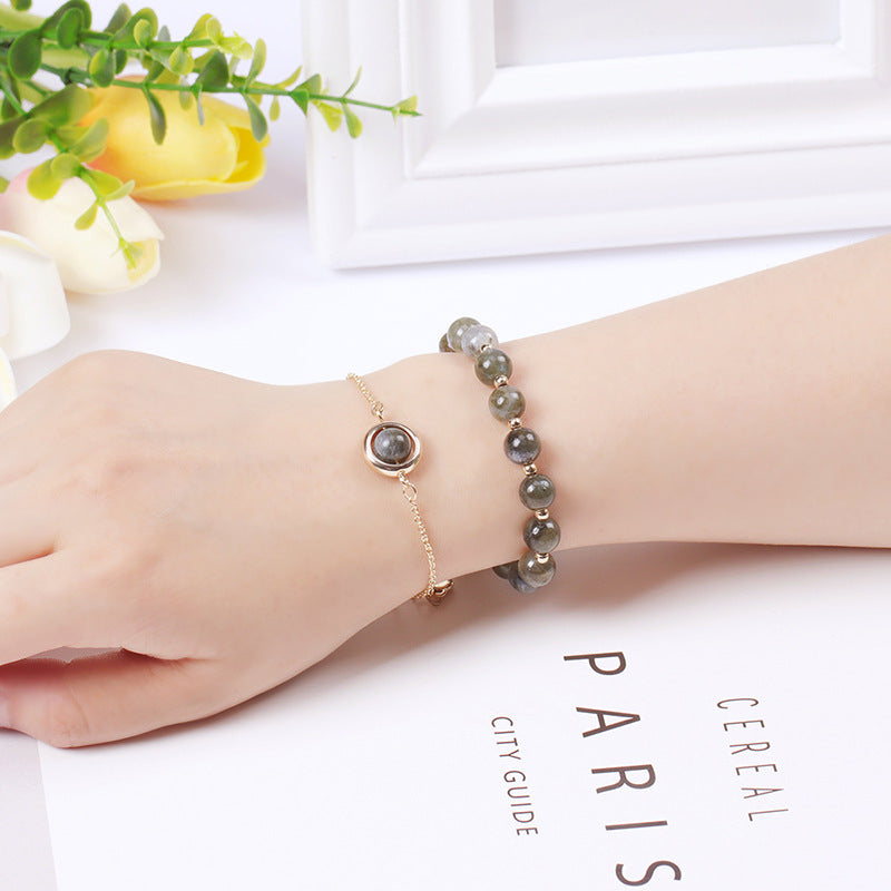 Sun Stone Strawberry Quartz Crystal Positive Bracelet