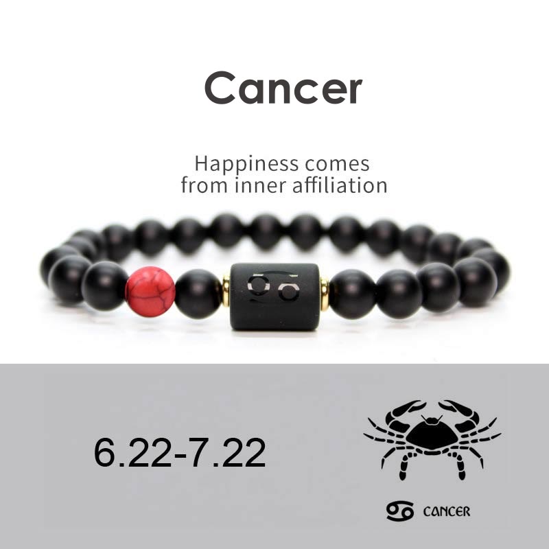 Black Onyx, Tiger Eye, Imperial Jasper & Turquoise Adjustable Zodiac Sign Beaded Bracelet