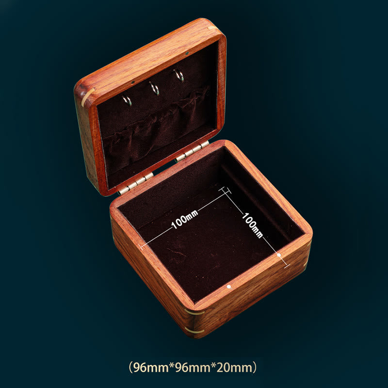 Antique Hand-Carved Rosewood Jewelry Storage Box with Floral Leaf Detail