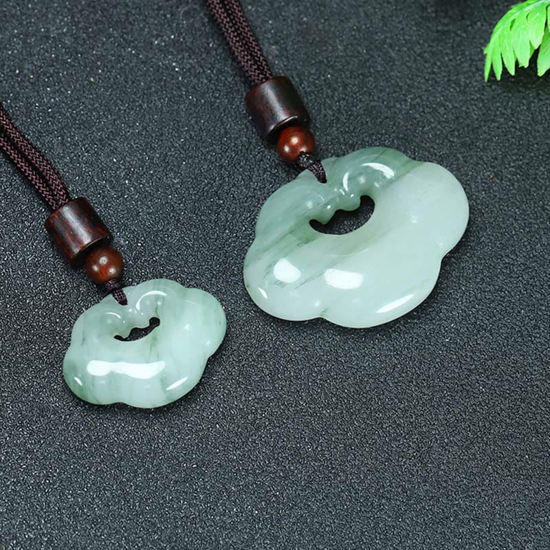 Tianshan Jade Golden Silk Jade Chinese Lock Charm Abundance Necklace Pendant