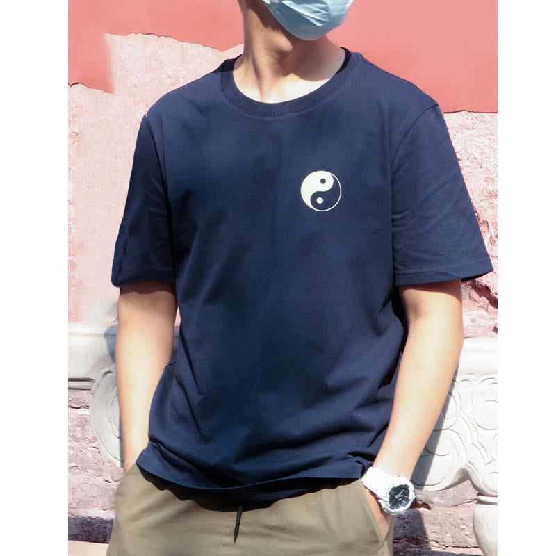 Men's Summer Round Neck Short Sleeve Yin Yang Cotton T-Shirt