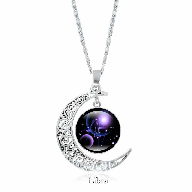 12 Constellations of the Zodiac Moon Protection Necklace Chain Pendant