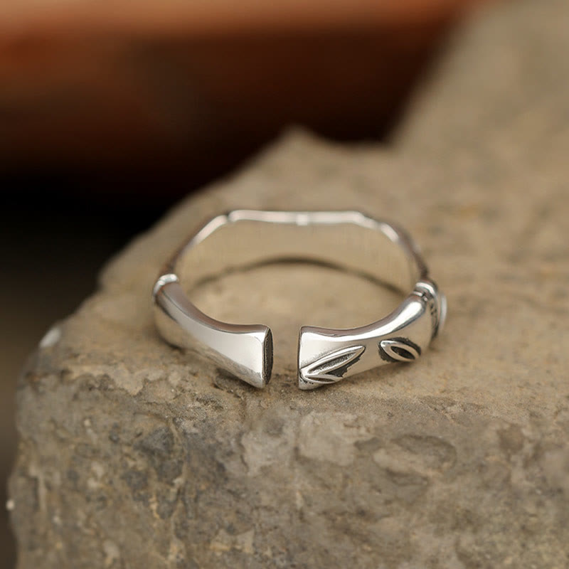 Simple Bamboo Design Copper Luck Wealth Adjustable Ring