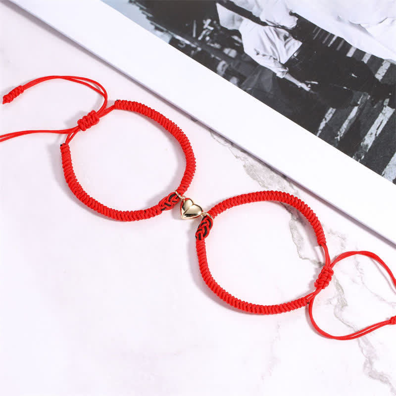 Handmade Tibetan Endless Knot Red String Bracelet Set for Couples, 2Pcs