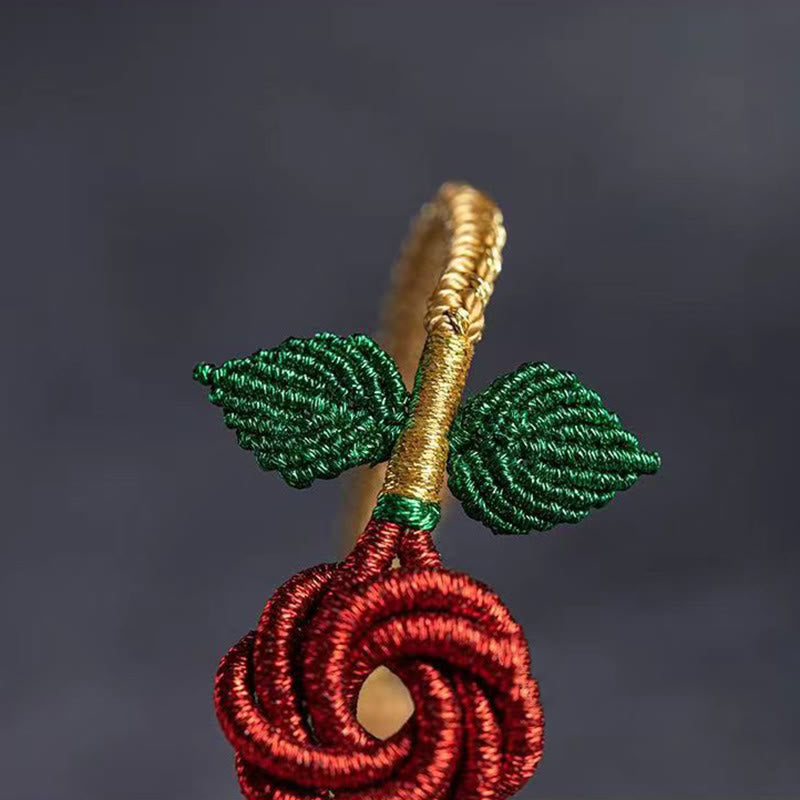 Rose Flower Rope Eight Thread Peace Knot Luck Handmade Bracelet