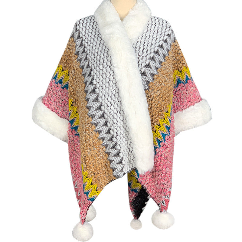 Tactile Striped Knitted Travel Meditation Tibetan Shawl