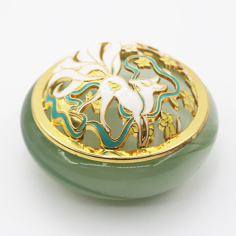 Handcrafted Liuli Crystal Nine-Tailed Fox Meditation Incense Burner