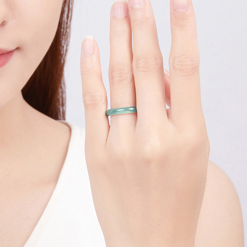 Hand-Polished Natural Jade Minimalist Band Ring