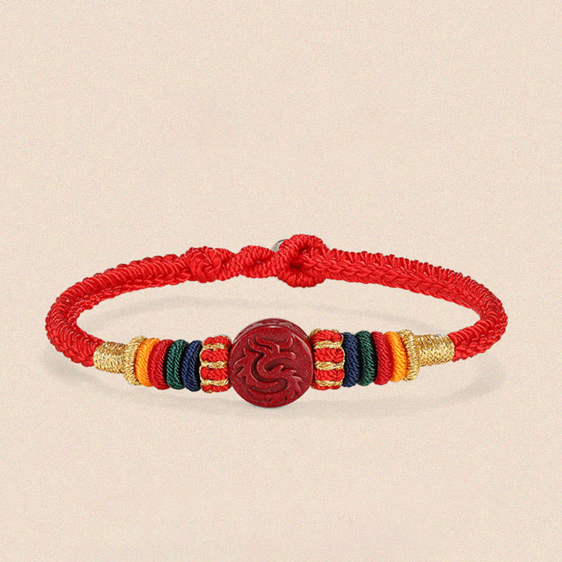 Year of the Dragon 925 Sterling Silver Chinese Zodiac Cinnabar Auspicious Matches Blessing Bracelet (Extra 35% Off | USE CODE: FS35)