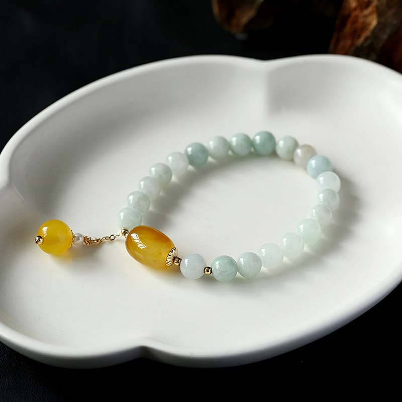 Natural White Jade Agate Protection Bracelet