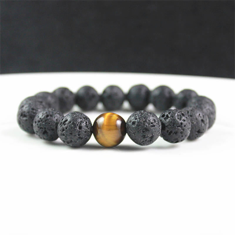 Lava Rock Tiger Eye Stone Peace Healing Bracelet