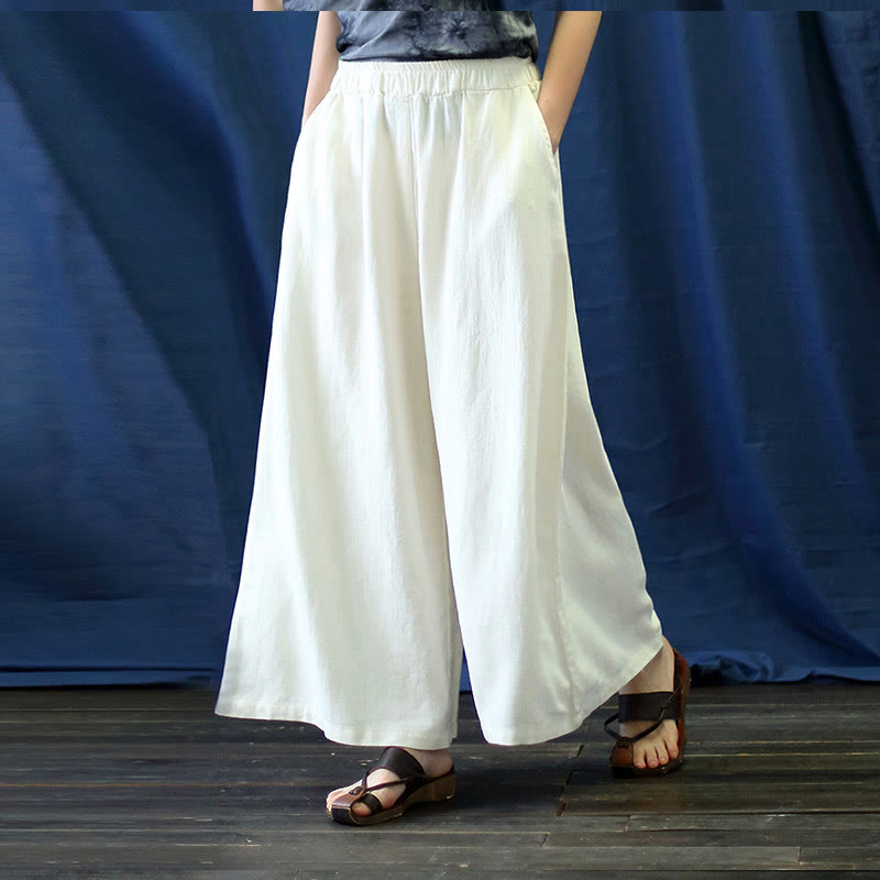 Flower Jacquard Midi Dress Long Sleeve Cotton Linen Dress Wide Leg Pants With Pockets