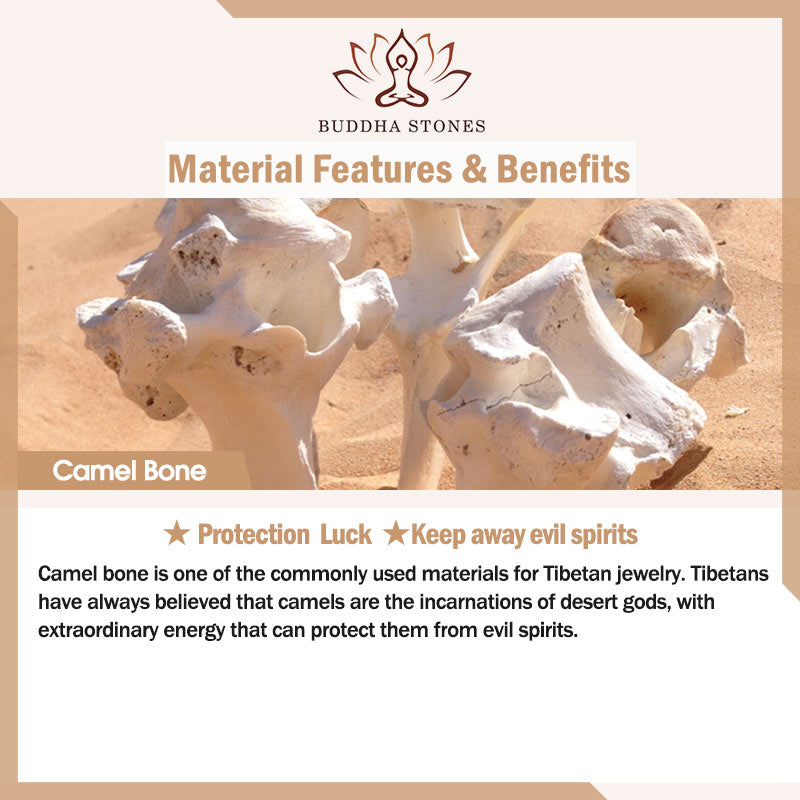 Natural Tibetan Camel Bone Barrel Bead Buddha Head Bracelet