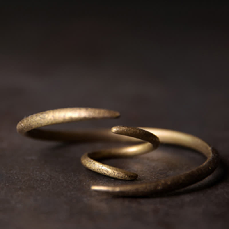 Minimalist Brass and Copper Adjustable Open Cuff Bangle Bracelet