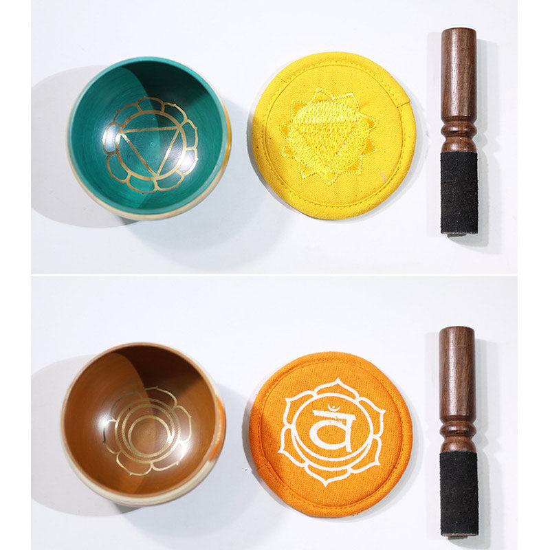 Tibetan Sound Bowl Handcrafted for Chakra Healing and Mindfulness Meditation Singing Bowl Set