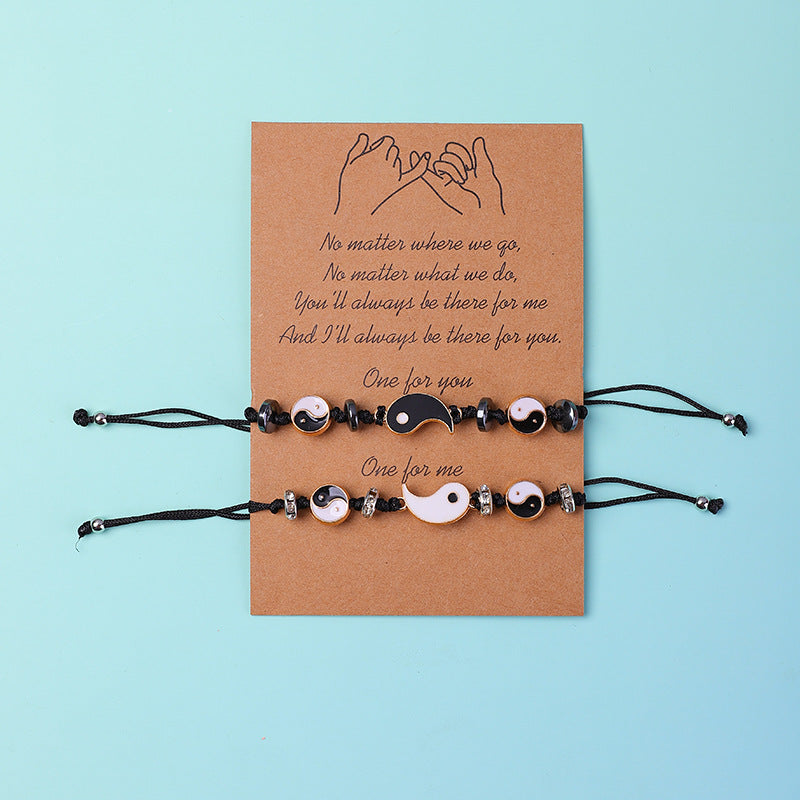 Grounding Hematite Yin Yang Couple Bracelet Set - 2 Pieces