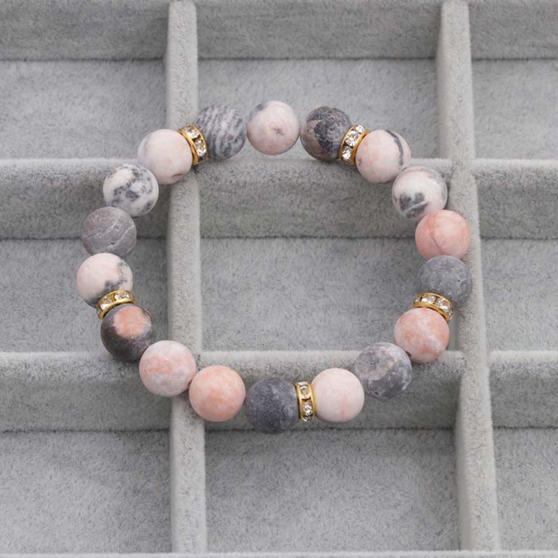 Anxiety Stress Healing Crystal Zebra Jasper Bead Bracelet