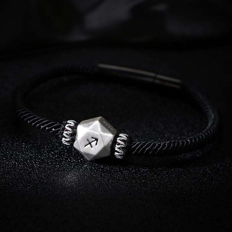 999 Sterling Silver 12 Constellations of the Zodiac Protection Handmade String Bracelet