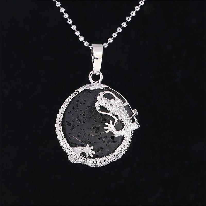 Chinese Dragon Natural Quartz Crystal Healing Energy Necklace Pendant