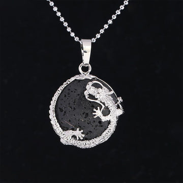 Chinese Dragon Natural Quartz Crystal Healing Energy Necklace Pendant
