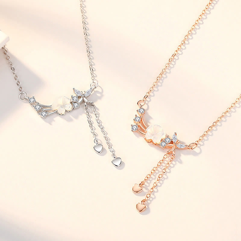 925 Sterling Silver Flower Butterfly Love Necklace Pendant Earrings Set
