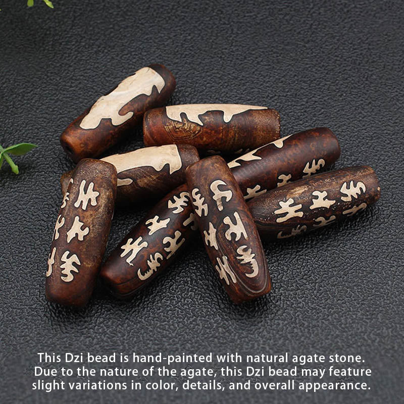 Tibet Om Mani Padme Hum Dzi Bead Avalokitesvara Pattern Wealth Necklace Pendant