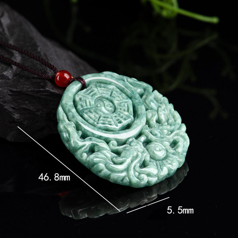 Dragon Jade Yin Yang Balance Necklace String Pendant