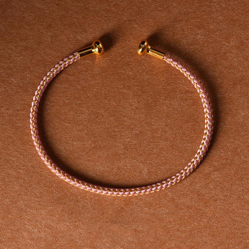 Handmade Minimalist Braided Red String Bracelet with Gold and Copper Accents