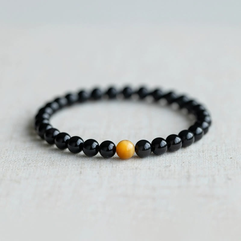 Natural Rainbow Obsidian Tiger Eye Positive Love Bracelet