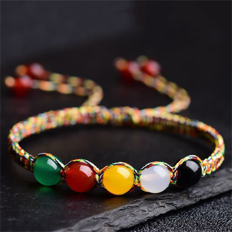 Colorful Agate Five Elements String Bracelet – Red Agate Energy Anchor