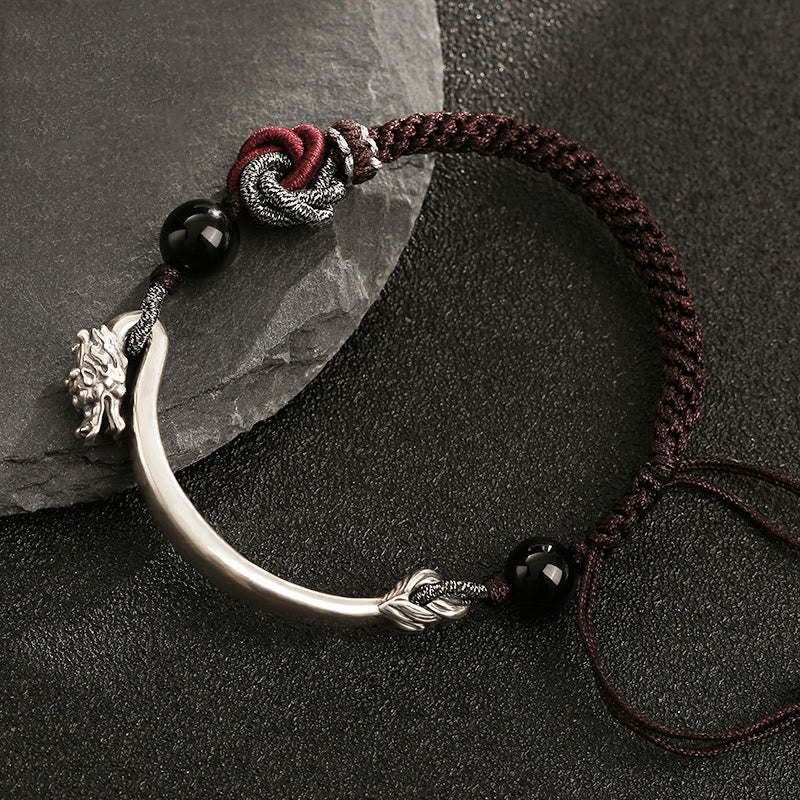 925 Sterling Silver Auspicious Dragon Success Handcrafted Braided Bracelet