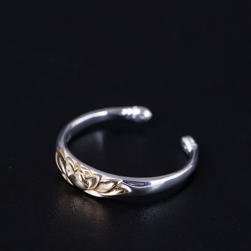 Handmade 925 Sterling Silver Lotus Flower Adjustable Ring