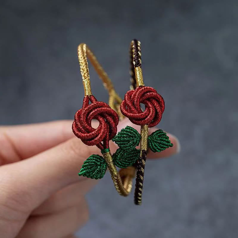 Rose Flower Rope Eight Thread Peace Knot Luck Handmade Bracelet