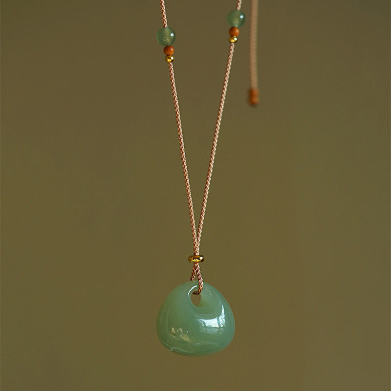 Natural Jade Luck Prosperity Necklace Pendant (Random Color)