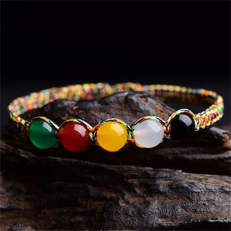 Colorful Agate Five Elements String Bracelet – Red Agate Energy Anchor