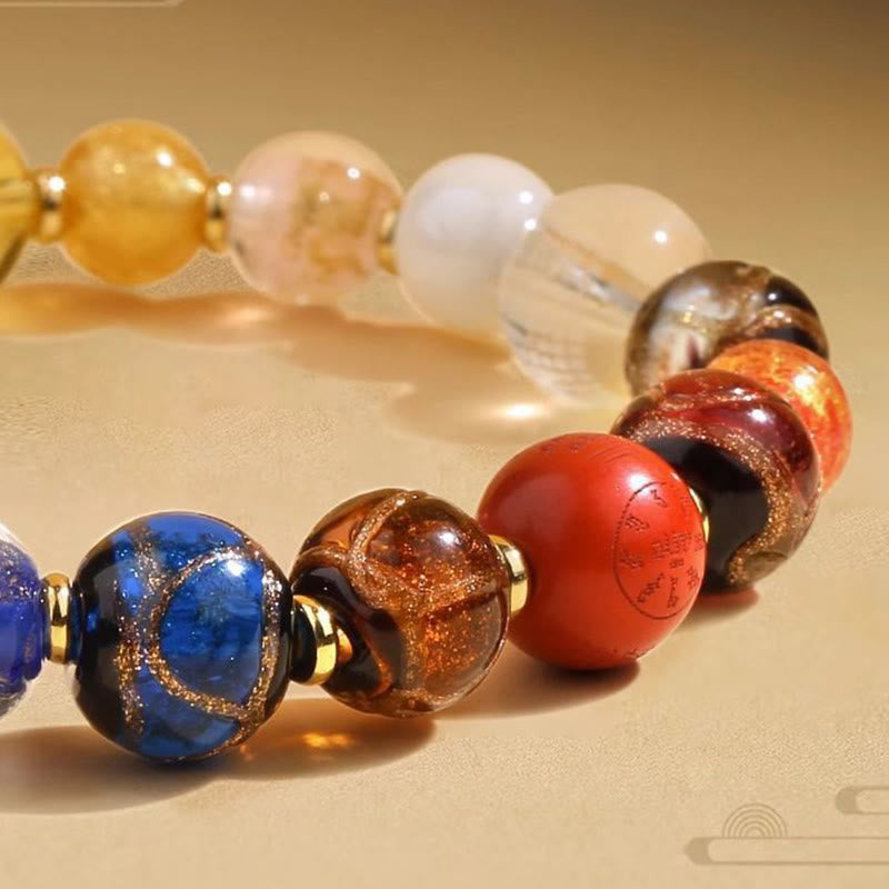 Tibetan Colorful Incense Ash Liuli Glass Bead Om Mani Padme Hum Dorje Vajra 18 Beads Wrist Mala