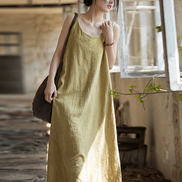 Artisanal Tie-Dye Linen Breezy Meditation Midi Dress