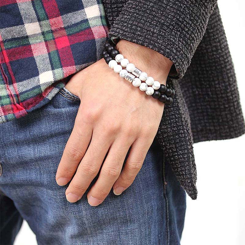 12 Constellations of the Zodiac Natural Frosted Stone White Turquoise Bead Fortune Bracelet