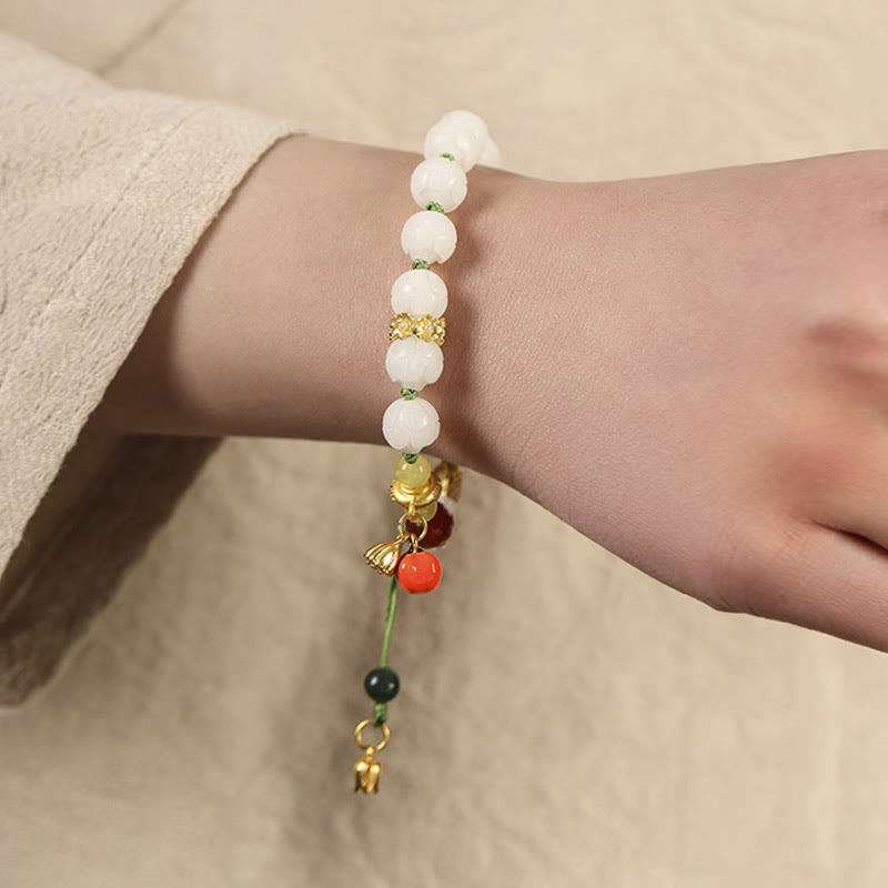 Natural Bodhi Seed Sculptural Bead Bracelet