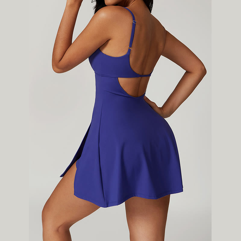 Solid Backless Tennis Yoga Women Sports Dress