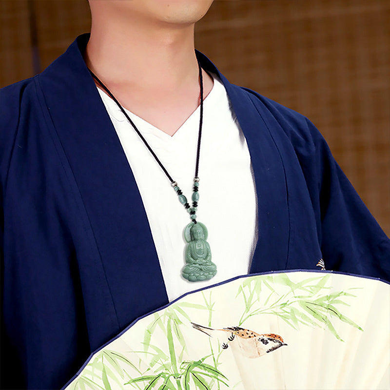 Amitabha Buddha Jade Amulet Compassion String Necklace