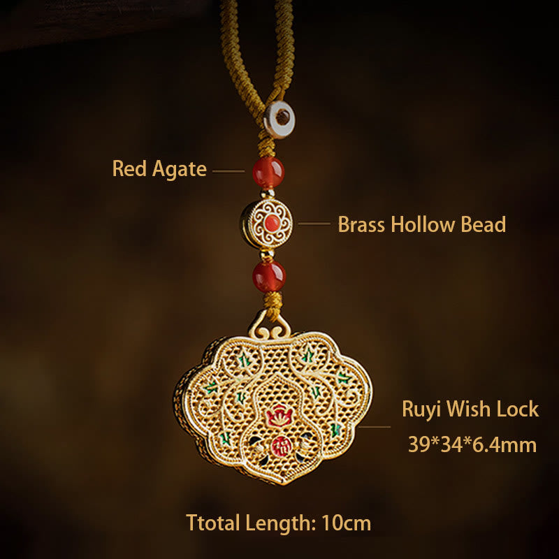 Lock of Good Wishes Fu Character Luck Blessing Key Chain