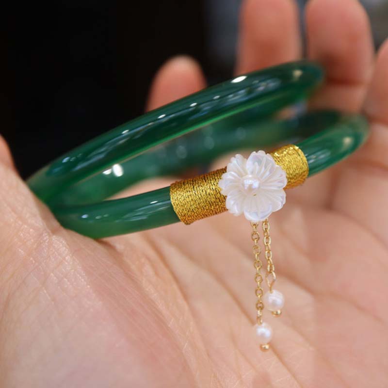 Natural Cyan White Jade Success Bracelet