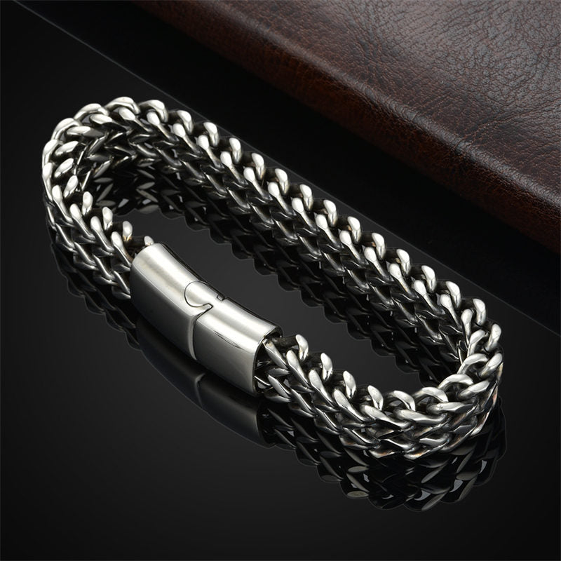 Textured Fish Scale Titanium Steel Magnetic Buckle Balance Chain Bracelet