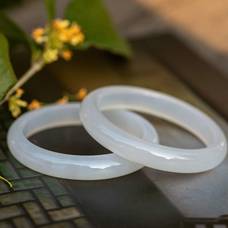 Natural Chalcedony Harmony Positive Bracelet Bangle