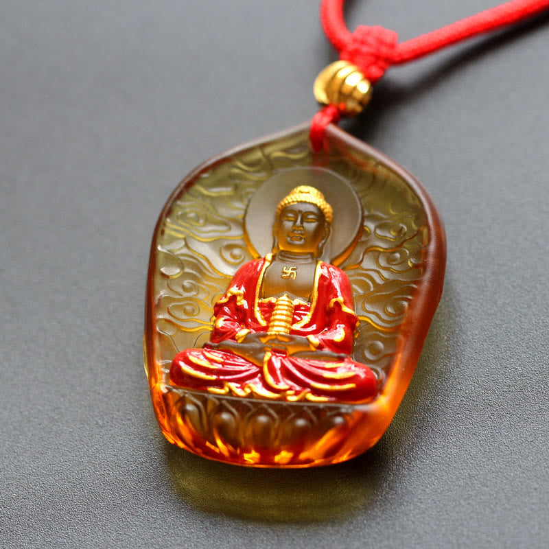 Tibet Medicine Buddha Liuli Crystal Compassion Necklace Pendant