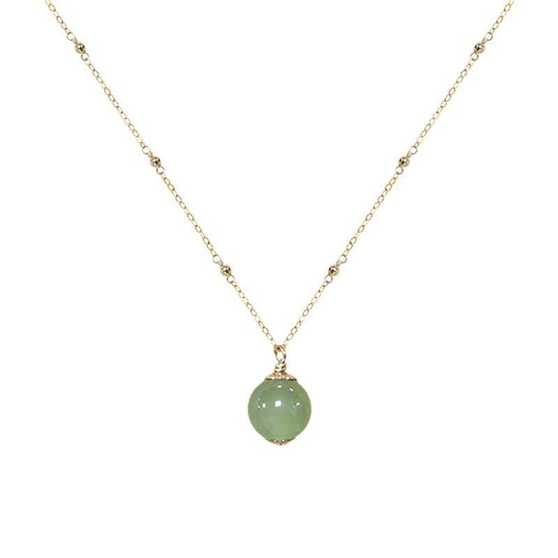 14k Gold Plated Hetian Jade Luck Beaded Necklace Pendant (Extra 35% Off | USE CODE: FS35)