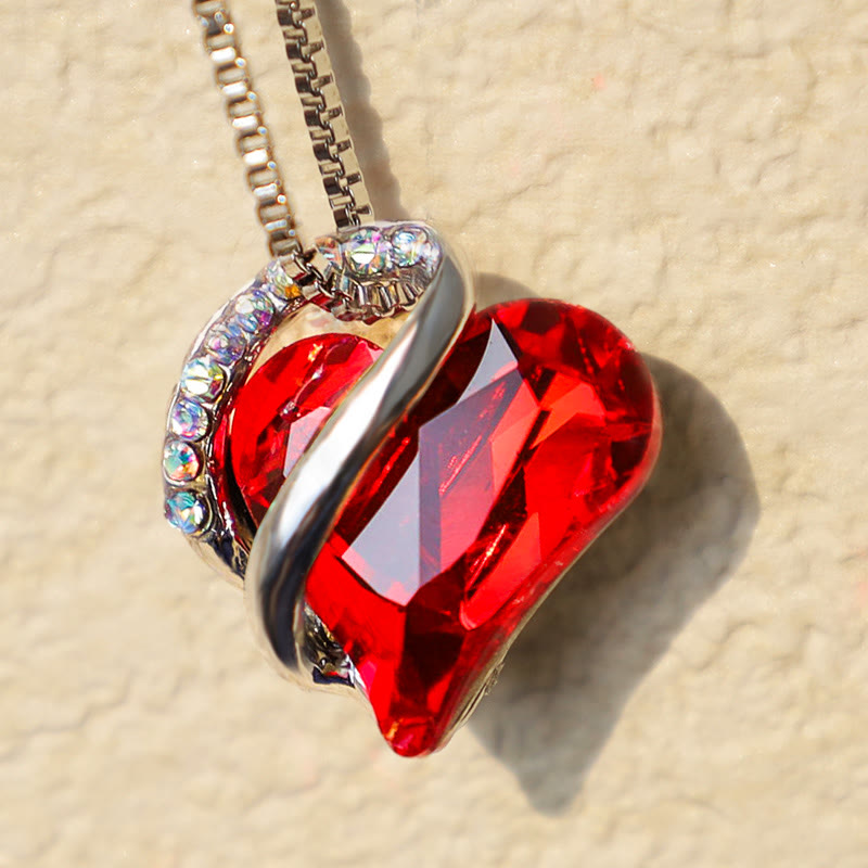 Love Heart Birthstone Healing Energy Necklace Pendant